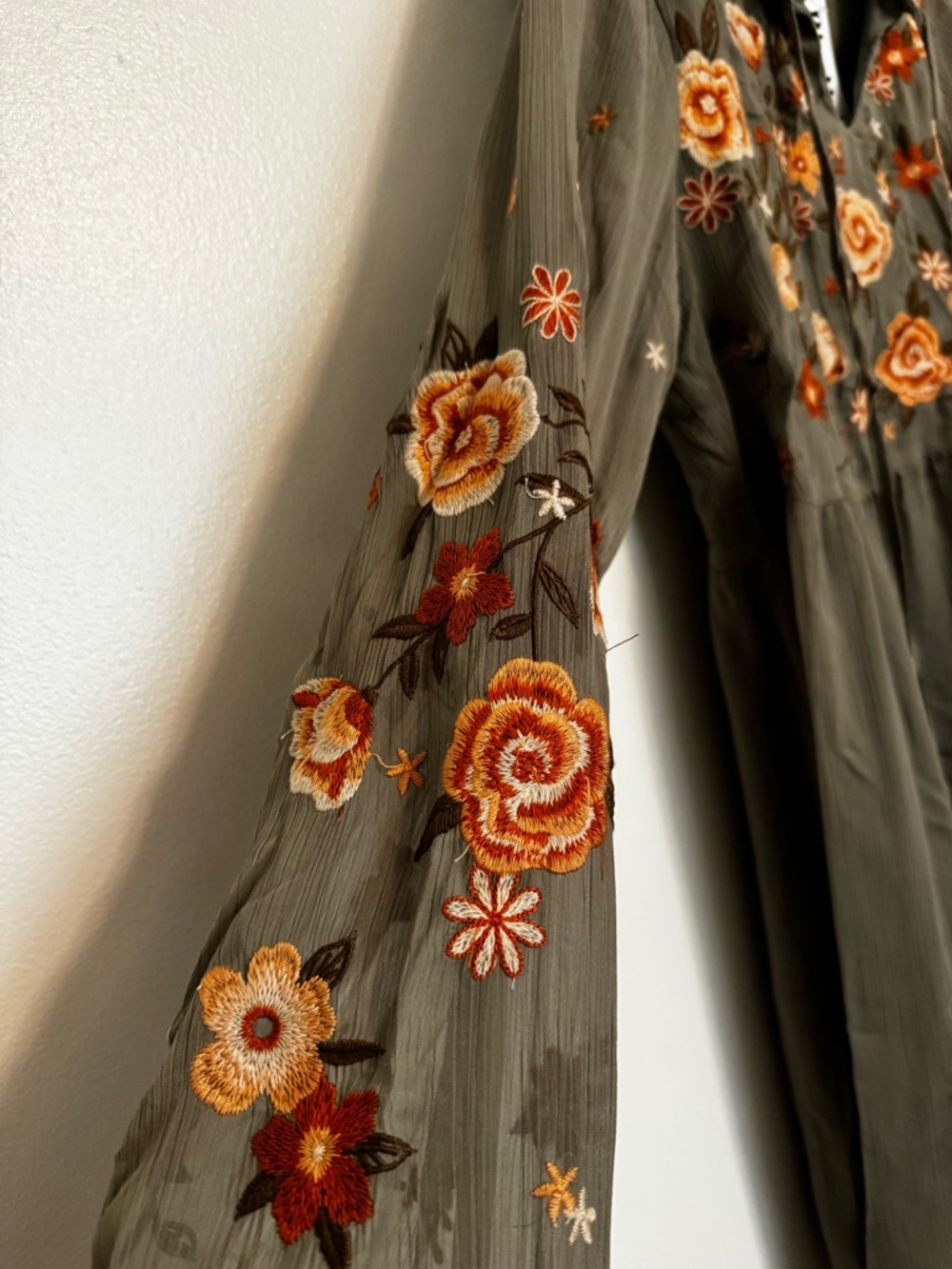 Savanna Jane Olive Green Floral Embroidered Dress - Picture 2 of 4